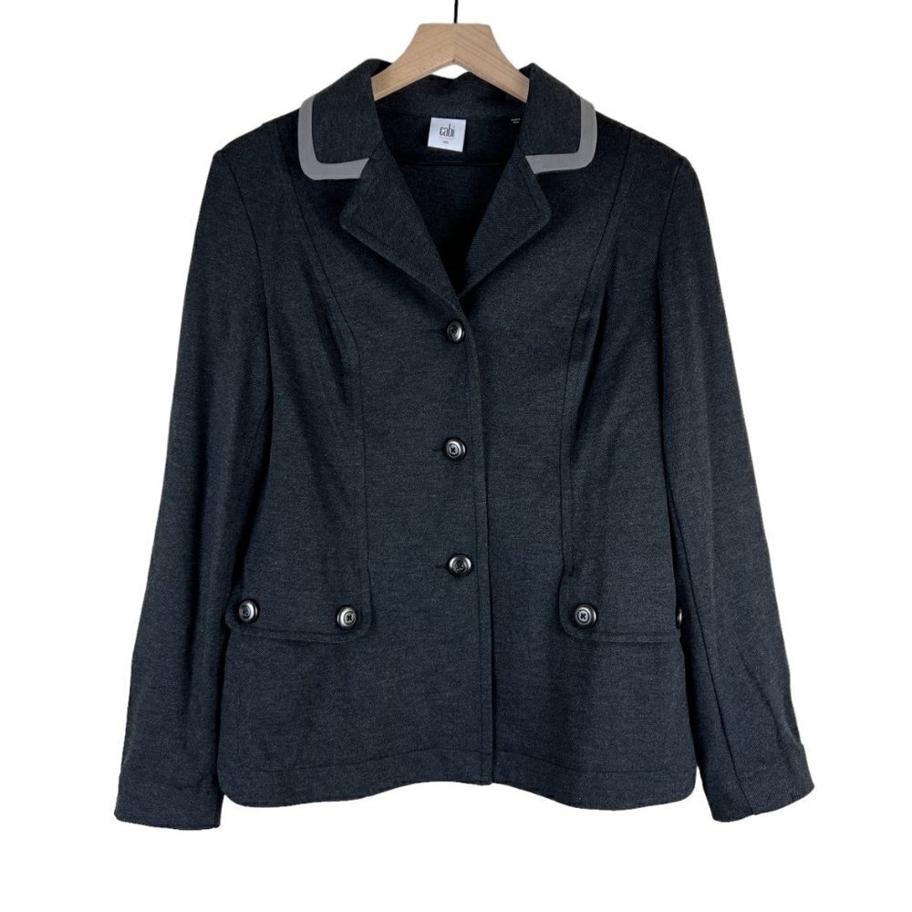 CAbi Charcoal Gray Button Front Ponte Knit Blazer Jacket
